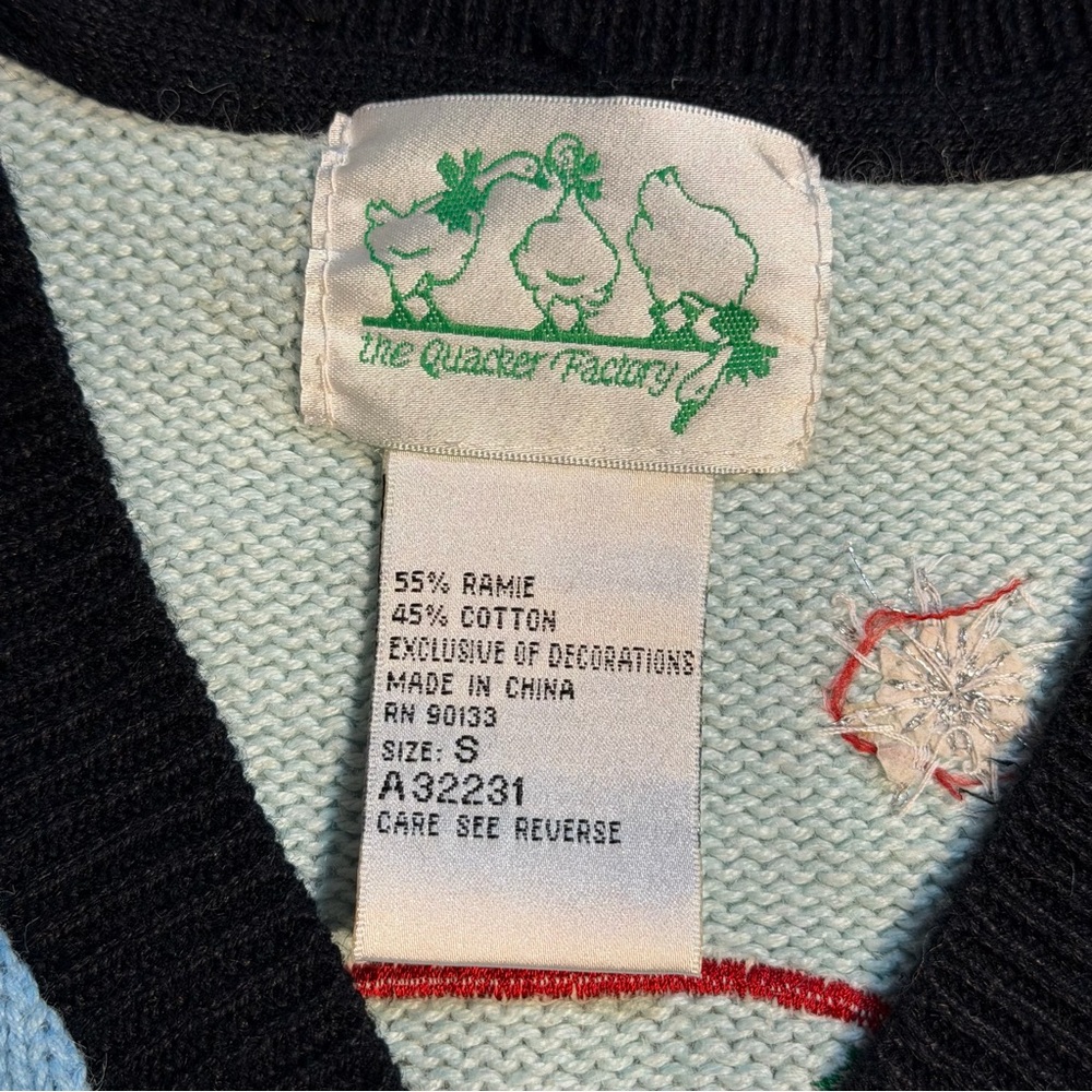 VINTAGE Quacker Factory Christmas knit sweater cardigan Santa tree angel deer - Picture 12 of 14